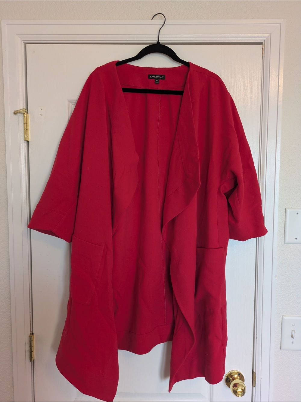 Lane Bryant Open Front Red Drape Coat